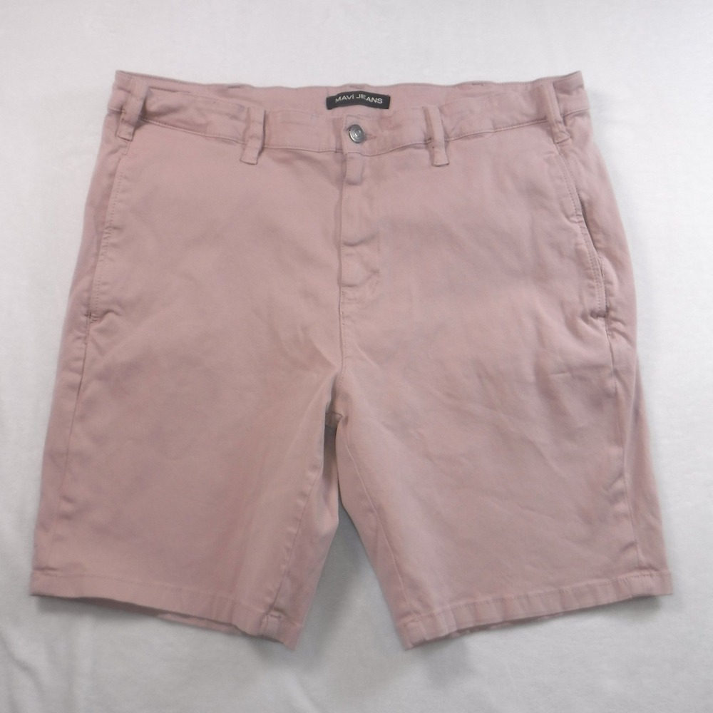 Mavi Jeans Simon Men Dusty Rose Pink Chino Shorts Size 38 Slim Fit Stretch